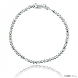 Sterling Silver Polished & Corrugated Bead Bracelet), 1/8 in. (3 mm) wide