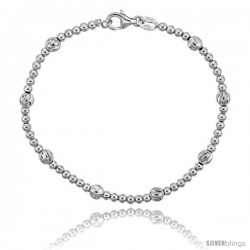 Sterling Silver Polished Bead Bracelet), 3/16 in. (5 mm) wide