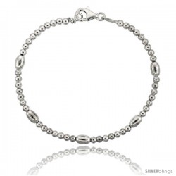 Sterling Silver Polished Bead Bracelet), 5/32 in. (4 mm) wide