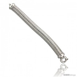 Sterling Silver 7 in. Striped Dome Bracelet in White Gold Finish, w/ Large Spring Ring Clasp, 19/32 in. (15 mm) wide