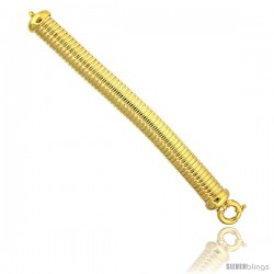 Sterling Silver 7 in. Striped Dome Bracelet in Yellow Gold Finish, w/ Large Spring Ring Clasp, 19/32 in. (15 mm) wide