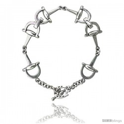 Sterling Silver Full Cheek Snaffle Bits Bracelet 1/2 in wide, 7 1/2 in long