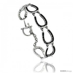 Sterling Silver Horseshoe Horse Bit Bracelet 1/2 in wide, 7 1/2 in long