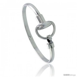 Sterling Silver Dee Ring Snaffle Bit Bangle Bracelet 7/8 in wide, 7 1/2 in long