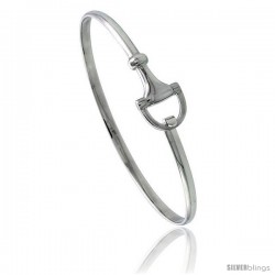 Sterling Silver Hunt Dee Snaffle Bit Bangle Bracelet 1/2 in wide, 7 1/2 in long