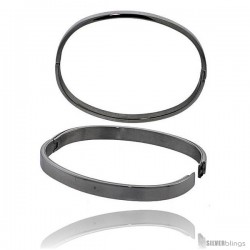 Stainless Steel Oval Bangle Bracelet for Women, 7 in