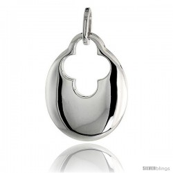 High Polished Pear-shaped Pendant in Sterling Silver w/ Cross Cut Out, 7/8" (23 mm) tall