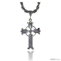 Sterling Silver Celtic Cross Pendant, 1 3/4" (45 mm) tall