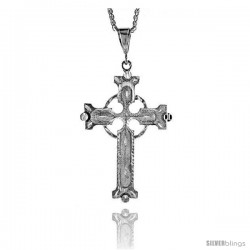 Sterling Silver Celtic Cross Pendant, 3 1/2" (89 mm) tall