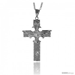 Sterling Silver Cross Pendant, 3 1/4" (84 mm) tall