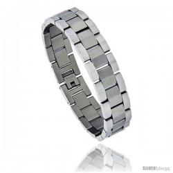 Stainless Steel Rolex Style Link Bracelet Matte Center 5/8 in wide, 8.25 in