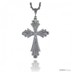 Sterling Silver Cross Pendant, 3 7/8" (99 mm) tall