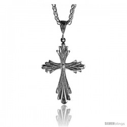 Sterling Silver Cross Pendant, 1 7/8" (48 mm) tall -Style Pq416