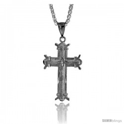 Sterling Silver Cross Pendant, 1 7/8" (48 mm) tall -Style Pq428