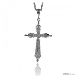 Sterling Silver Cross Pendant, 3 3/8" (86 mm) tall