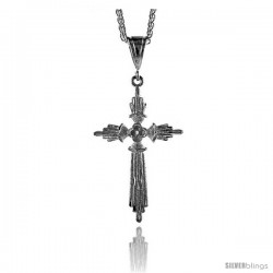 Sterling Silver Cross Pendant, 2 1/2" (63 mm) tall