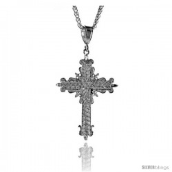 Sterling Silver Cross Pendant, 2 5/16" (59 mm) tall -Style Pq438