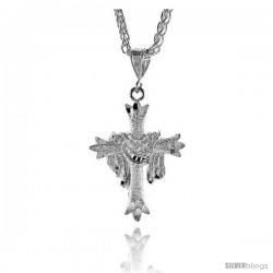 Sterling Silver Cross Pendant with Jesus Garment, 1 5/8" (41 mm) tall