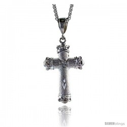 Sterling Silver Cross Pendant, 2 1/4" (57 mm) tall -Style Pq444