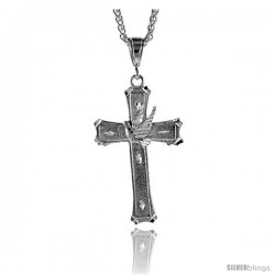 Sterling Silver Cross with Dove Pendant, 2 5/16" (59 mm) tall