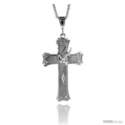 Sterling Silver Cross with Dove Pendant, 3 3/16" (82 mm) tall