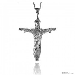 Sterling Silver Crucifix Pendant, 3 7/8" (98 mm) tall