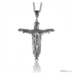 Sterling Silver Crucifix Pendant, 3 1/16" (78 mm) tall