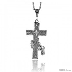 Sterling Silver Cross Pendant, 3" (77 mm) tall