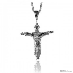 Sterling Silver Crucifix Pendant, 2 1/2" (64 mm) tall