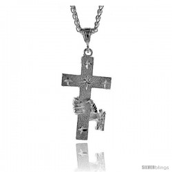 Sterling Silver Cross Pendant, 2 1/16" (52 mm) tall -Style Pq457