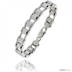 Sterling Silver Binario Bar Railroad Bracelet), 3/8 in. (9 mm) wide