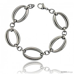 Stainless Steel Large Oval Links Bracelet, 3/4 in wide, 8.5 in long