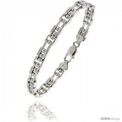 Sterling Silver Binario Bar Beaded Bracelet), 9/32 in. (7.5 mm) wide