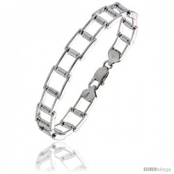 Sterling Silver Binario Bar Railroad Bracelet), 3/8 in. (10 mm) wide