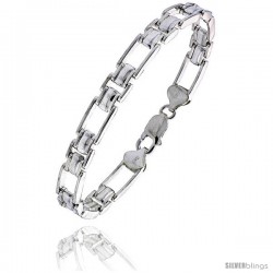 Sterling Silver Cut Out Binario Bar Bracelet), 9/32 in. (7.5 mm) wide