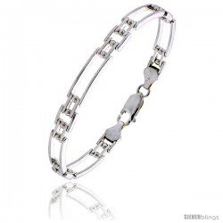 Sterling Silver Italian Binario ( BAR ) Bracelet 7" and 8" -Style Bin26