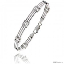 Sterling Silver Italian Binario ( BAR ) Bracelet 7" and 8" -Style Bin6