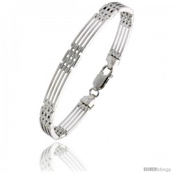 Sterling Silver Italian Binario ( BAR ) Bracelet 7" and 8" -Style Bin9