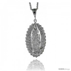 Sterling Silver Guadalupe Pendant, 2 15/16" (75 mm) tall