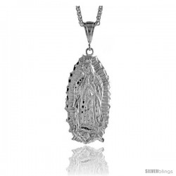 Sterling Silver Guadalupe Pendant, 2 1/2" (64 mm) tall