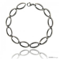 Stainless Steel Small Oval Links Bracelet, 3/8 in wide, 8.25 in