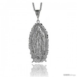 Sterling Silver Guadalupe Pendant, 3 5/16" (84 mm) tall