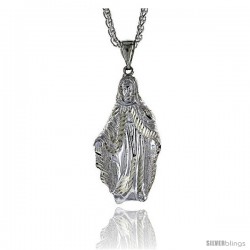 Sterling Silver Mother Mary Pendant, 2 3/16" (55 mm) tall