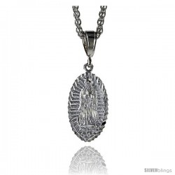 Sterling Silver Guadalupe Pendant, 1 3/8" (35 mm) tall