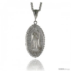 Sterling Silver Guadalupe Pendant, 2 3/16" (56 mm) tall