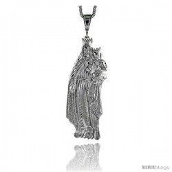 Sterling Silver Mary and Jesus Pendant, 4 1/4" (108 mm) tall