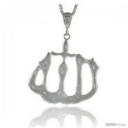 Sterling Silver Allah Pendant, 2 3/4" (70 mm) tall