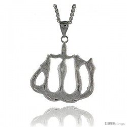 Sterling Silver Allah Pendant, 2 1/8" (54 mm) tall