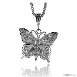 Sterling Silver Butterfly Pendant, 1 1/2" (38 mm) tall