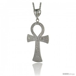 Sterling Silver Ankh Cross Pendant, 3 1/4" (83 mm) tall